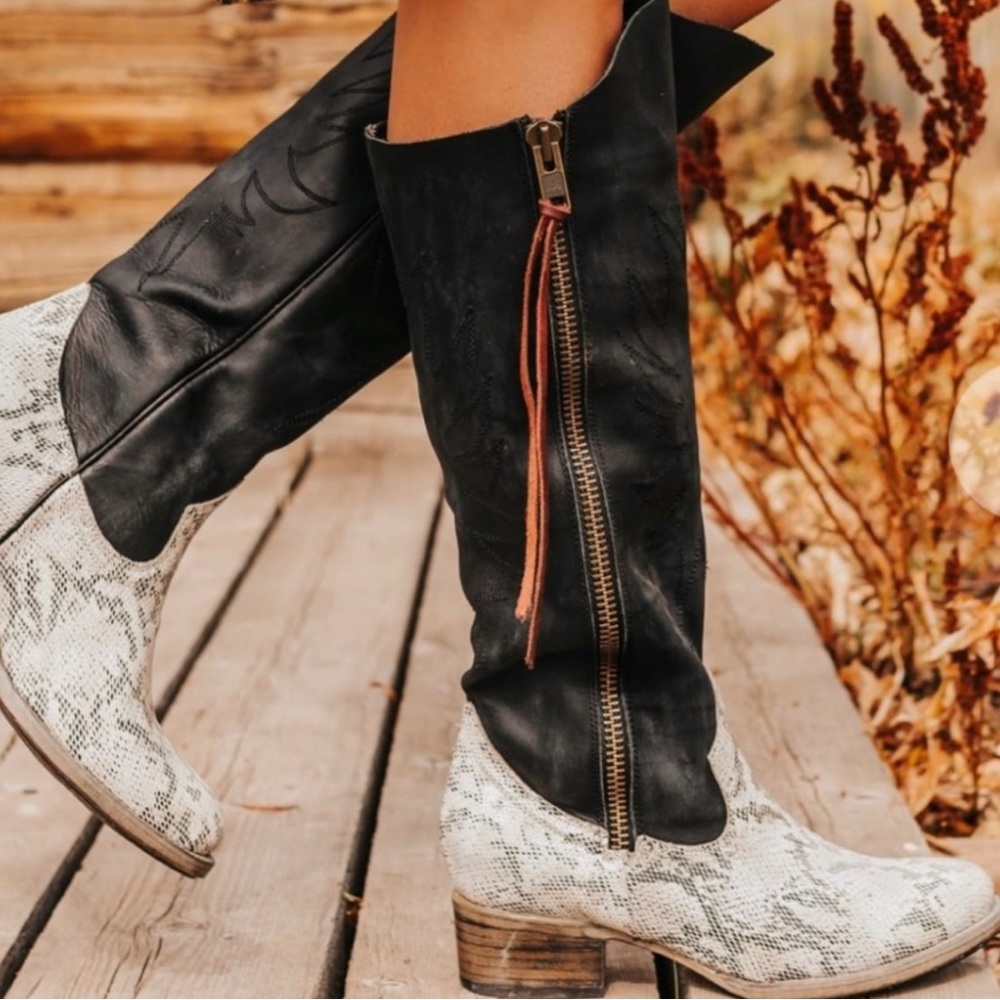 Freebird “Whisper” knee high leather boots.
